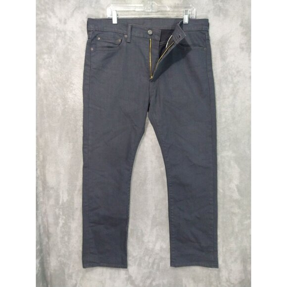 Levis 513 Jeans Mens 36x30 Black Denim Slim Straight Fit Mid Rise Dark Wash - Picture 1 of 10